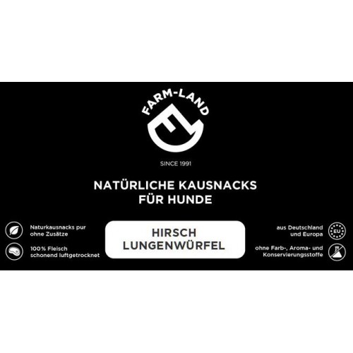 Farm-Land Hundesnack Hirsch-Lungenwürfel 100g
