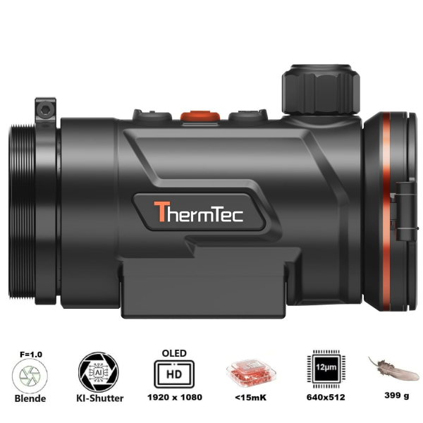 THERMTEC Wärmebildvorsatzgerät Clip-On Hunt 650 Pro – 2-in-1 Vorsatz & Monokular