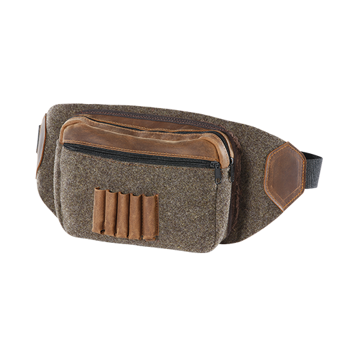 Bauchtasche aus Wollfilz mit Leder